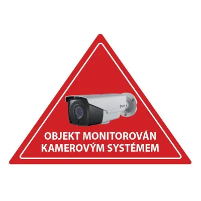 CCTV fordított matrica - figyelmeztető piros CCTV matrica, háromszög, belülről az üvegen