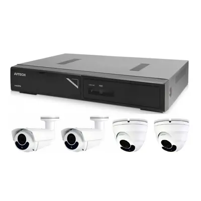 Kamera készlet 1x AVTECH NVR AVH1104, 2x 2MPX Motorzoom IP Dome kamera AVTECH DGM2443SVSE és 2x 