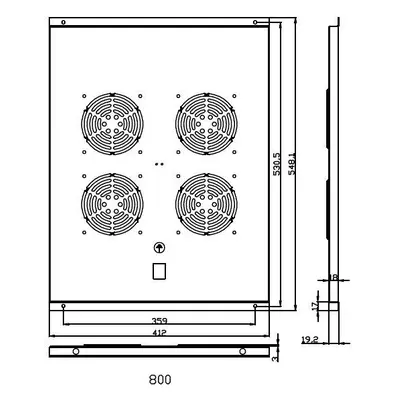 FU.P800.004 - szellőztető egység, 4 ventilátor, h800