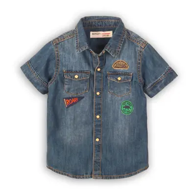 Pólók denim fiúk rövid ujjú, minoti, ordítás 2, kék | 9-12m