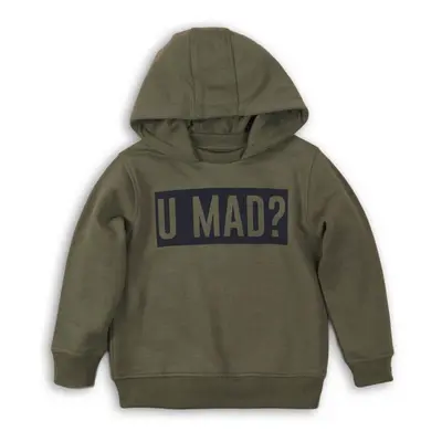 Fiú kapucnis pulóver, Minoti, KB FLEECE HOODY 9, khaki színű | 8/9év