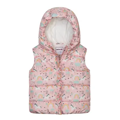 Lányok nejlon Puffa mellény mikrofleece béléssel, Minoti, 12GILET 15, rózsaszín | 12-18m