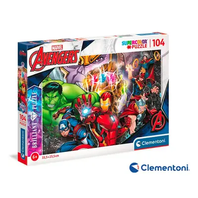 Clementoni - Puzzle 104 Brilliant, Marvel, Clementoni, W023671