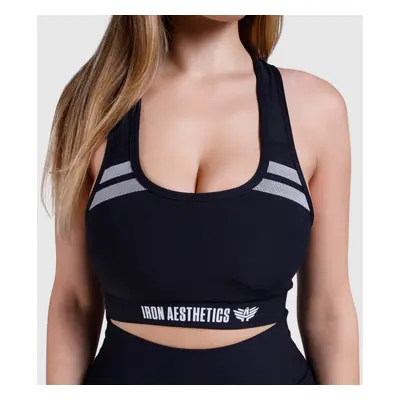 Női sportmelltartó Double Stripe - Iron Aeshtetics, fekete