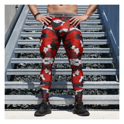 Férfi leggings Iron Aesthetics Net Camo Piros