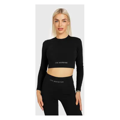 Női Crop Top Iron Aesthetics Rib, fekete