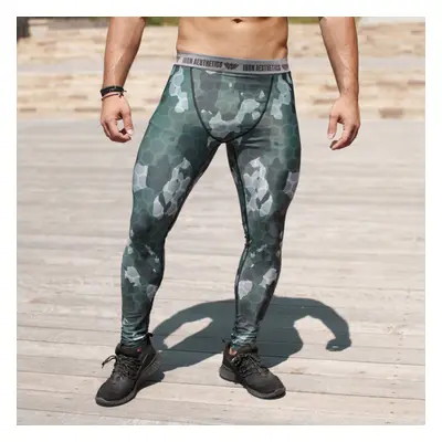 Férfi leggings Iron Aesthetics Net Camo Green