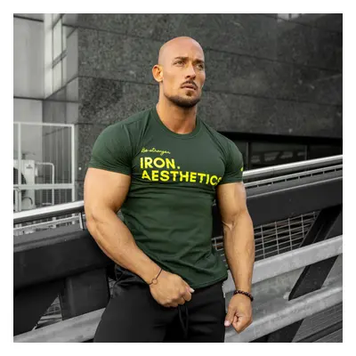 Férfi fitness póló Iron Aesthetics Be Stronger, zöld