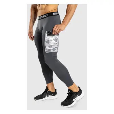 Sportleggings zsebbel Iron Aesthetics Fusion, szürke