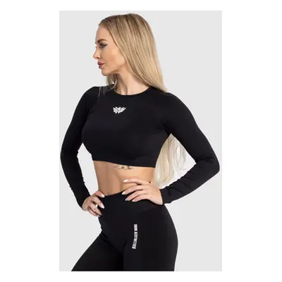 Női sport crop top Iron Aesthetics Solid, fekete