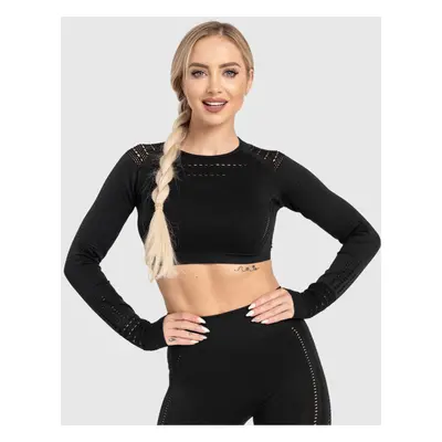 Varrás nélküli crop top Iron Aesthetics Rift, fekete