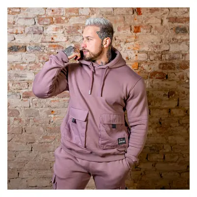 Kapucnis pulóver Iron Aesthetics Cargo Hoodie, lila