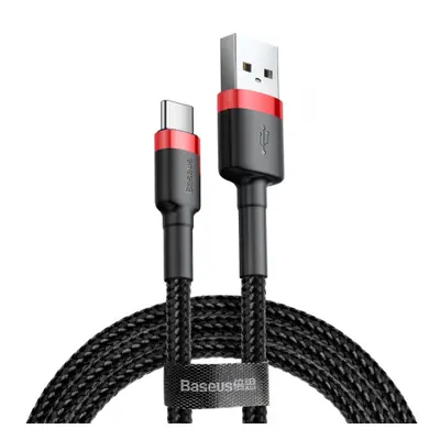 Baseus Cafule kábel USB / USB Type-C QC 3.0 1m, fekete/piros (CATKLF-B91)