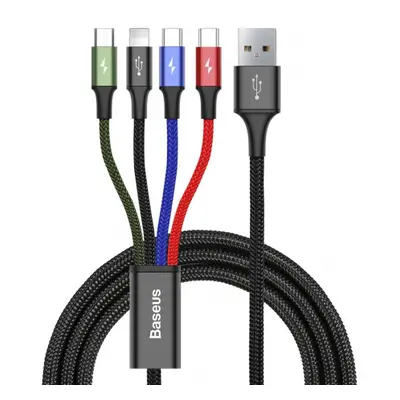 Baseus 4in1 kábel USB - 2x USB-C / Lightning / micro USB 3.5A 1.2m, fekete (CA1T4-B01)