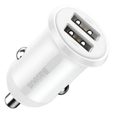 Baseus Grain Pro autós töltő 2x USB 4.8A, fehér (CCALLP-02)