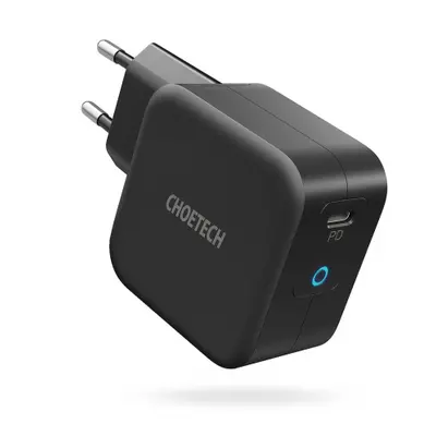 Choetech Q6006 GaN hálózati töltő adapter USB-C 60W PD + kábel USB-C / USB-C 1.8m, fekete (Q6006