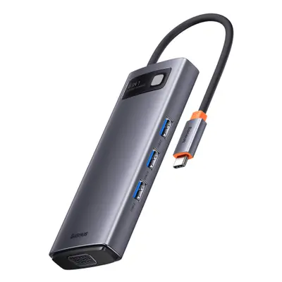 Baseus Metal Gleam USB-C HUB adapter HDMI / 3x USB 3.2 / VGA, szürke (WKWG030013)