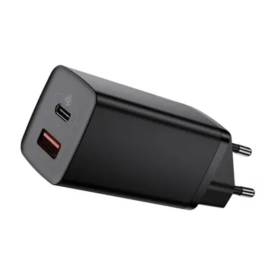 Baseus GaN2 Lite hálózati töltő adapter USB / USB-C QC 3.0 PD 65W, fekete (CCGAN2L-B01)