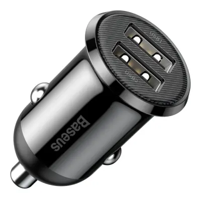 Baseus Grain Pro autós töltő 2x USB 4.8A, fekete (CCALLP-01)