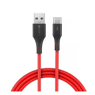 Blitzwolf BW-TC15 kábel USB / USB-C 3A 1.8m, piros (BW-TC15 Red)