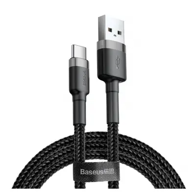 Baseus Cafule kábel USB / USB C QC 3.0 3A 1m, fekete/szürke (CATKLF-BG1)