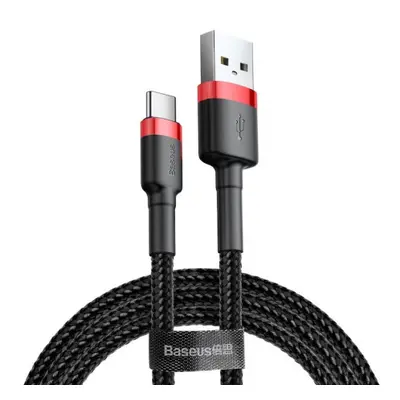 Baseus Cafule kábel USB / USB-C QC 3.0 2A 3m, fekete/piros (CATKLF-U91)