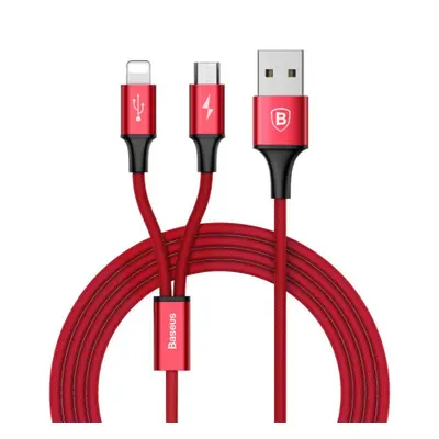 Baseus Rapid 2in1 kábel USB - Lightning / Micro USB 3A 1.2m, piros (CAML-SU09)