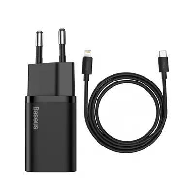 Baseus Super Si Quick töltő 1C 20W PD + USB-C / Lightning kábel, fekete (TZCCSUP- B01)