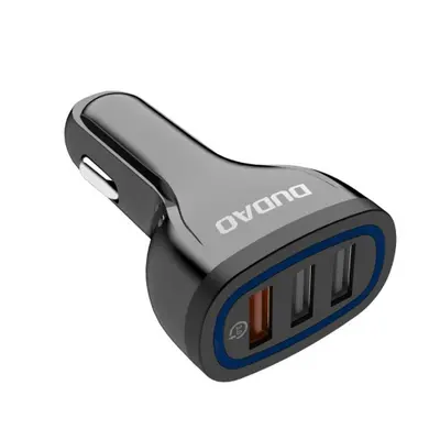 Dudao R7S autós töltő 3x USB QC 3.0 2.4A 18W, fekete (R7S black)