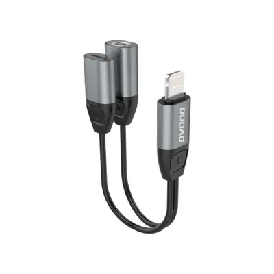 Dudao L17 adapter Lightning - Lightning / 3,5 mm mini jack, szürke (L17i+ gray)