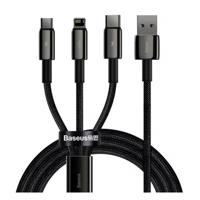 Baseus Tungsten 3in1 kábel USB - Lightning / USB-C / Micro USB 3.5A 1.5m, fekete (CAMLTWJ-01)