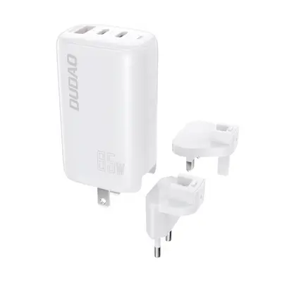 Dudao A7PRO 3in1 GaN hálózati töltő USB / 2x USB-C QC PD 65W, fehér (A7PRO)