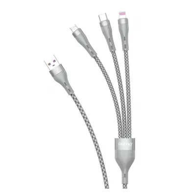 Dudao L20X 3in1 kábel USB - Lightning / microUSB / USB-C 65W 1.2m, szürke (L20X)