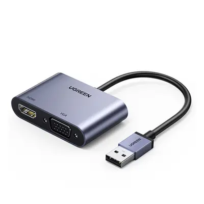 Ugreen CM449 adapter USB - HDMI 1.3 / VGA 1.2, szürke (CM449)