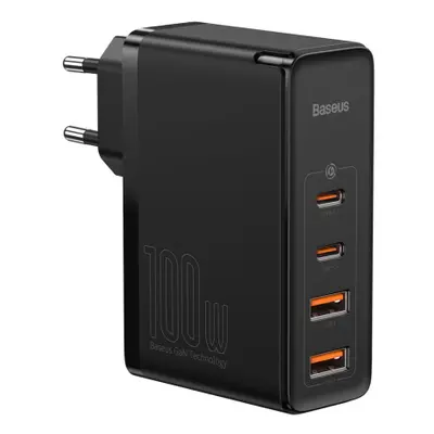 Baseus GaN2 Pro hálózati töltő adapter 2x USB / 2x USB-C 100W QC PD, fekete (CCGAN2P-L01)