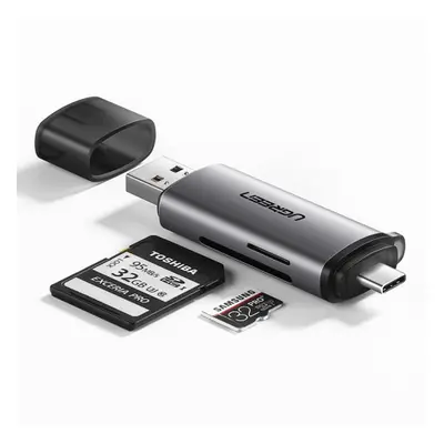 Ugreen CM184 adapter USB-C TF + SD / microSD kártyaolvasó, szürke (50706)