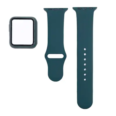 BStrap Silicone szíj tokkal Apple Watch 38mm, dark green (SAP012C04)