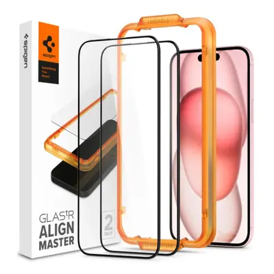 Spigen Glas.Tr Full Cover 2x üvegfólia iPhone 15 Plus, fekete (AGL06886)