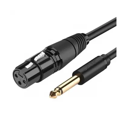 Ugreen AV131 audio kábel XLR - 6.35mm jack M/F 2m, fekete (20719)