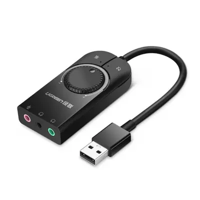 Ugreen CM129 USB külső hangkártya 15cm, fekete (40964)