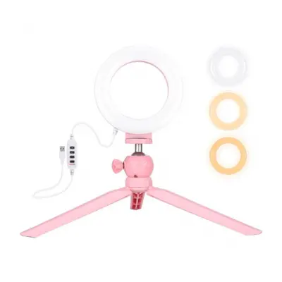 PULUZ Mini Selfie LED lámpa 4.7'' + állvány, rózsaszín (PKT3091F)