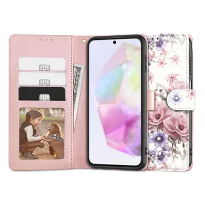 Tech-Protect Wallet könyv tok Samsung Galaxy A35 5G, blossom flower