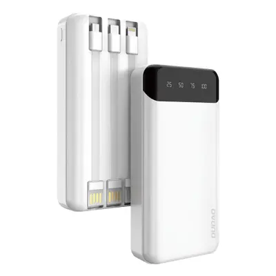 Dudao K6Pro+ Power Bank 20000mAh 2x USB + kábel USB-C / Lightning / Micro USB, fehér (Dudao K6Pr