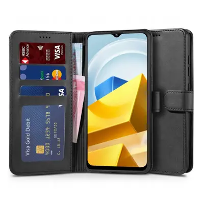 Tech-Protect Wallet bőr könyvtok Xiaomi Poco M5, fekete