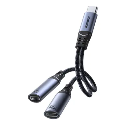 Joyroom SY-C03 adapter USB-C / 2x USB-C, fekete