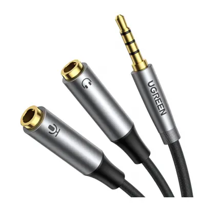 Ugreen AV192 audio splitter kábel 3.5mm M/2xF 20cm, fekete