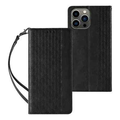 MG Magnet Strap bőr könyvtok iPhone 13 Pro, fekete