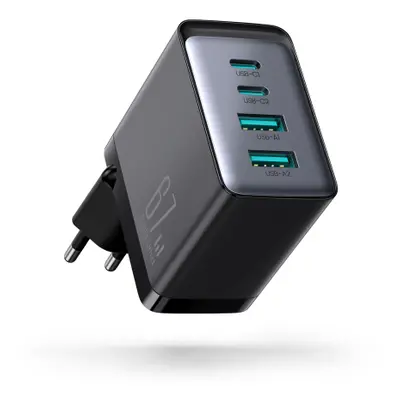 Joyroom TCG02 GaN hálózati töltő adapter 2x USB / 2x USB-C 67W + kábel USB-C, fekete (TCG02)