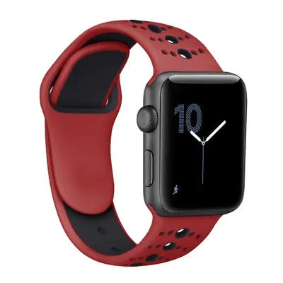 BStrap Silicone Sport szíj Apple Watch 38/40/41mm, Red Black (SAP007C05)