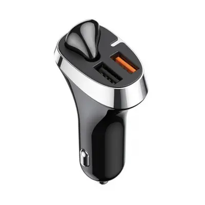 Joyroom Car Charger autós töltő bluetooth fülhallgatóval QC, 2x USB 2.1A 30W, fekete (JR-CP2)